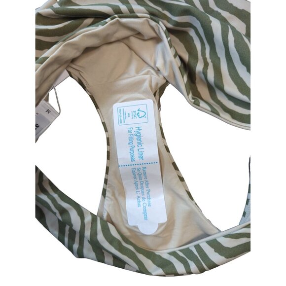 Andie Swim The Hipster Bottom Bias Stripe Olive Eco Nylon Size Medium - Picture 6 of 9
